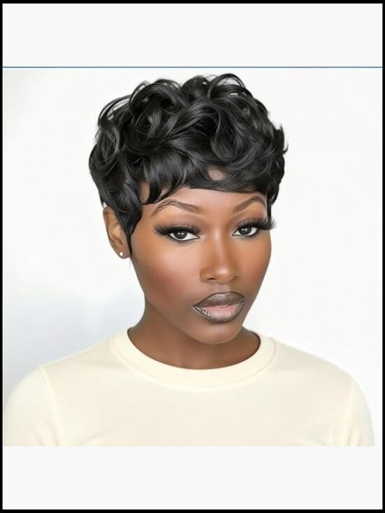 Pixie Cut Short Wigs with Bangs Heat Resistant Fiber Natural Look Everyday Wear